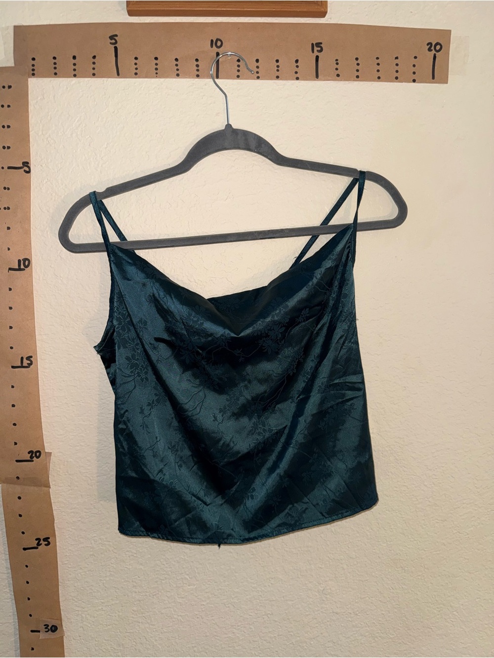 Satin Cowl Neck Camisole Top - Dark Teal